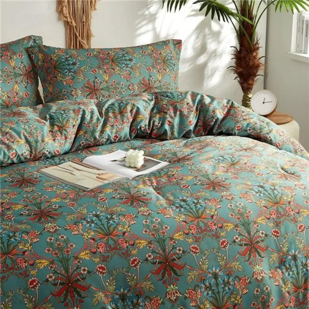 Farmhouse Boho King Comforter Set - 3 Piece Lightweight All Season Bedding